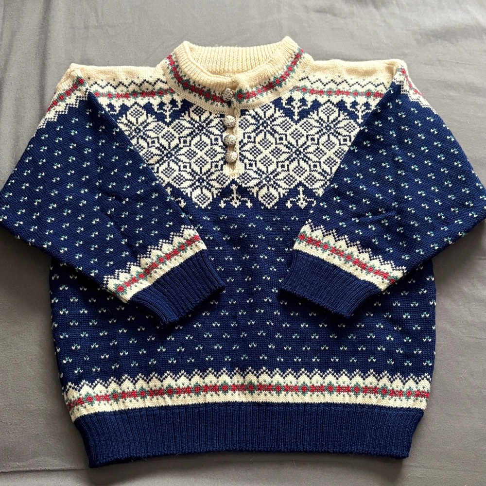 Dale of Norway Blue and Cream Crewneck Sweater